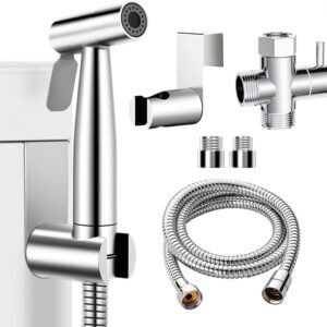 WEIDMAX Bidet-Handbrause, Hand Gehalten Bidet Sprayer Edelstahl Sprayer mit 49-Zoll-Schlauch und Halterung Halter, Includes T-adapter (G1/2''-3/8''