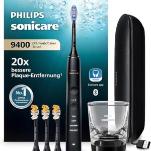 Philips Sonicare DiamondClean Smart 9400 elektrische Zahnbürste, Schallzahnbürste mit App, Drucksensor, Bürstenkopferkennung, 4 Putzmodi
